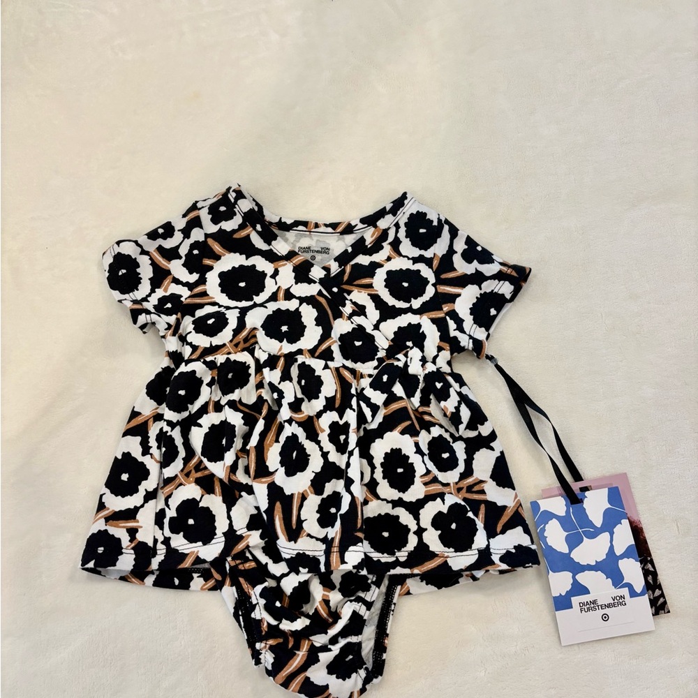 Diane Von Furstenberg Black and White Floral Kids Dress